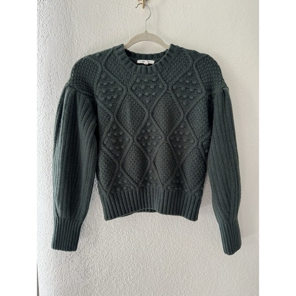Splendid Leonie Bobble Sweater Balloon Sleeves Speckle Green Size XS Cotton Wool - Picture 6 of 12